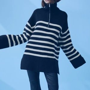 NWT H&M Rib Knit Half Zip Sweater